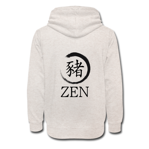 Zen Piglets Hoodie (White) - heather oatmeal