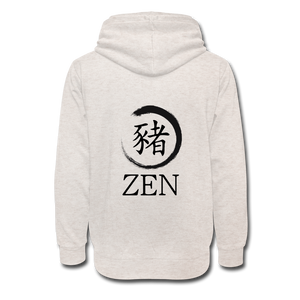 Zen Piglets Hoodie (White) - heather oatmeal