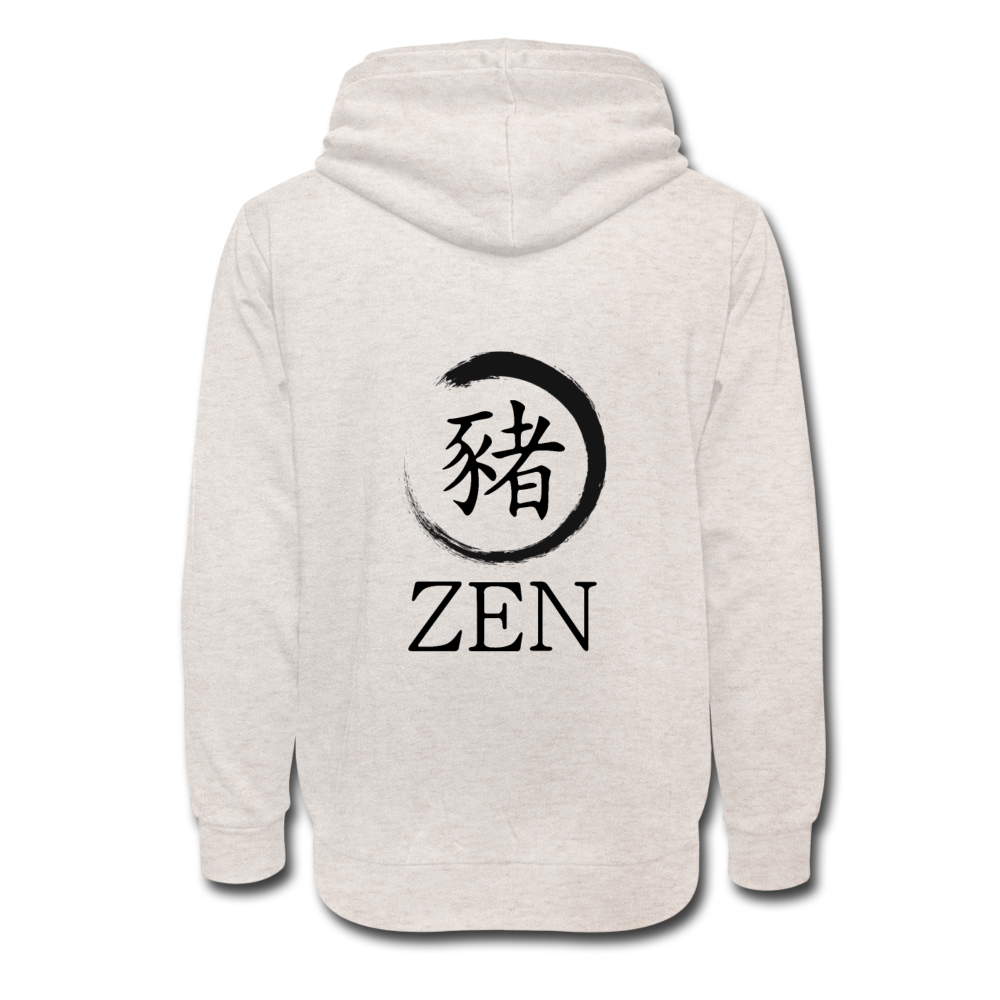 Zen Piglets Hoodie (White) - heather oatmeal